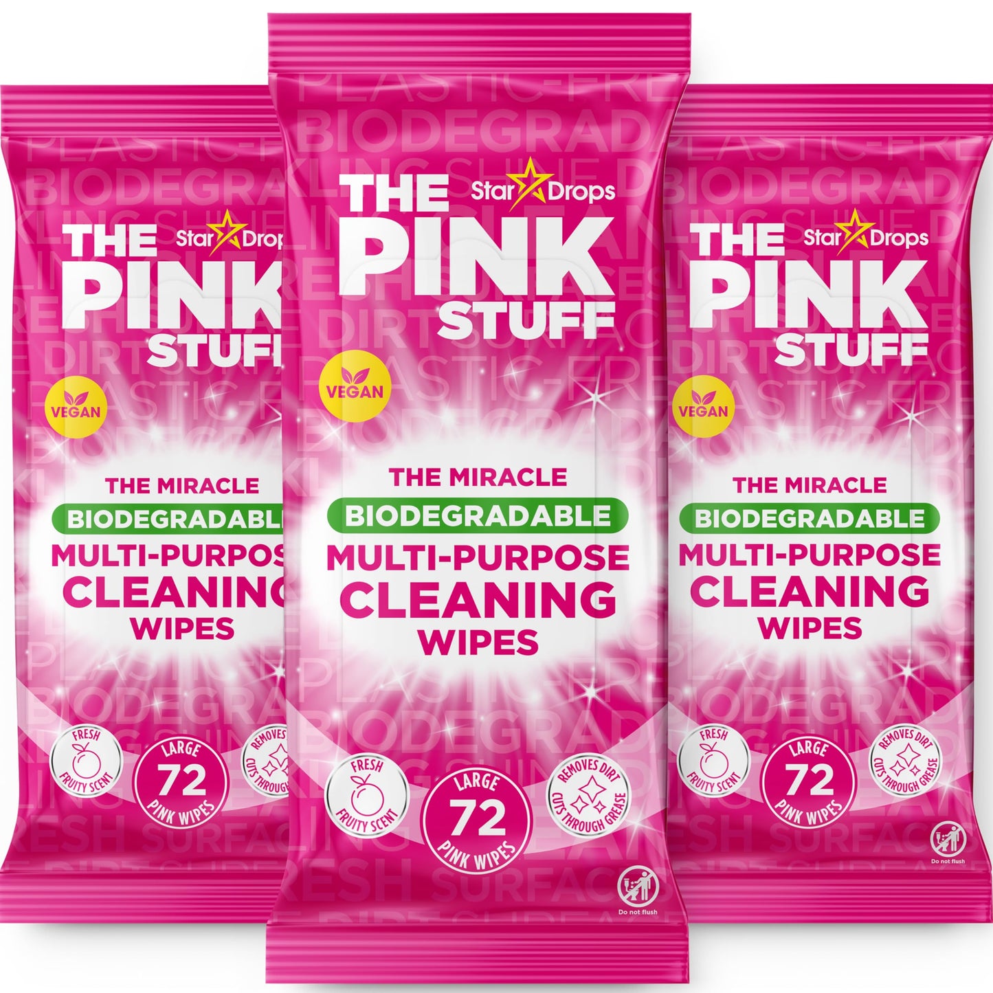 Lingettes nettoyantes multi-usages Stardrops The Pink Stuff Miracle – 216 lingettes – Efficaces contre la graisse, la saleté et les incrustations – Nettoyant tout usage pour cuisine, salle de bain et plus