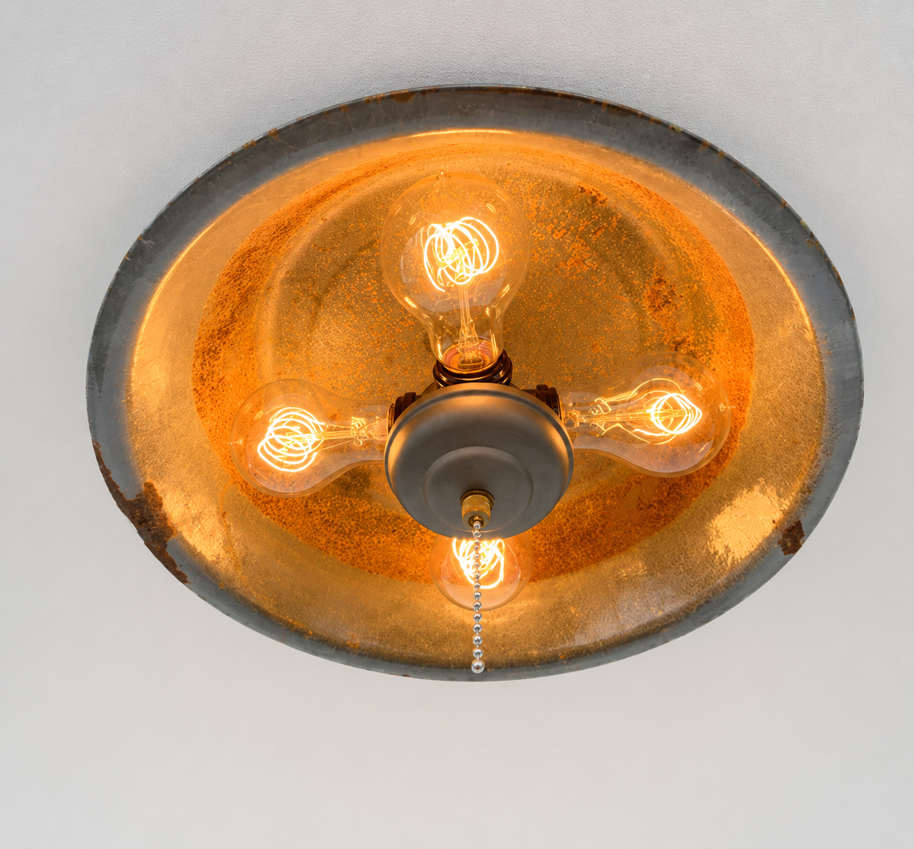 Antique FARMHOUSE GRANITEWARE Pan Ceiling Light