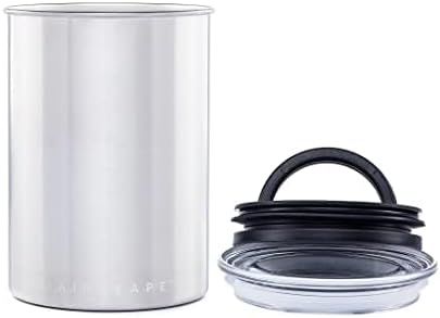 Planetary Design Airscape Stainless Steel Coffee Canister | Food Storage Container | US Patented Inner Plunger Lid REMOVES Excess Oxygen | Don't Buy airtight, Buy AIR-Less (Medium, Brushed Steel)