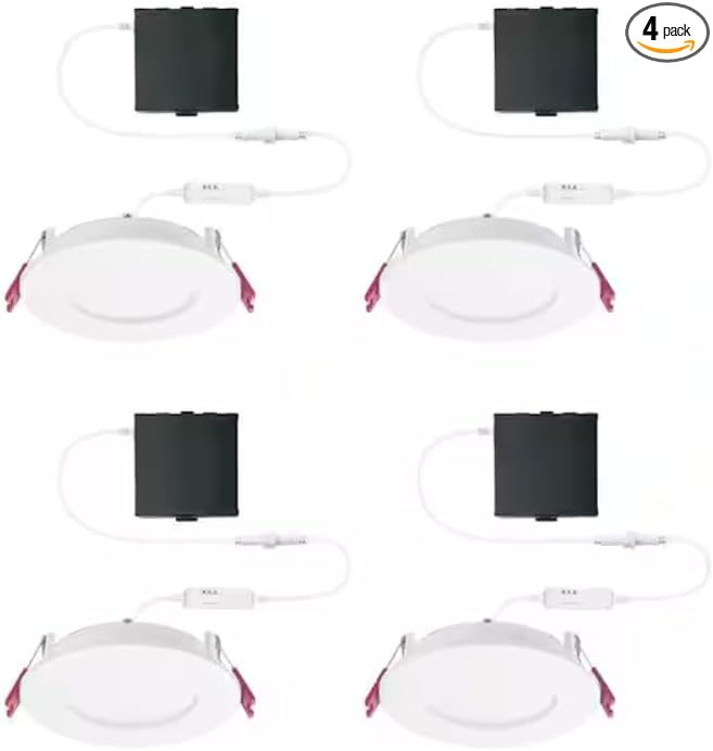 Commercial Electric Pro Value Series LED 4 in Round Adj Color Temp Canless Recessed Light for Kitchen Bath Living Rooms, Wht 4-Pk 1009410792