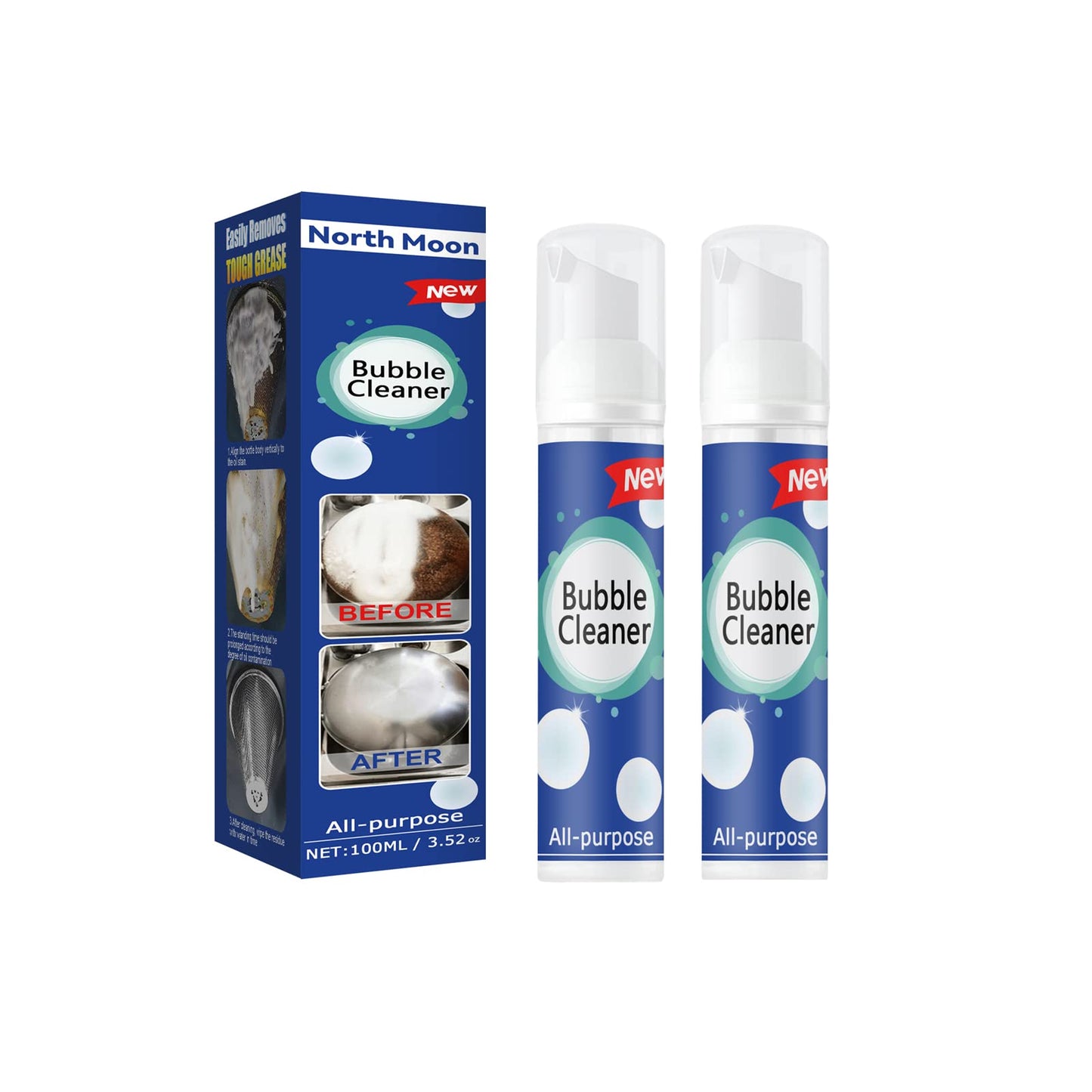 WKHOEOYV Nettoyant Mousse pour Taches d'Huile Tenaces Nettoyant Mousse Tout Usage Nettoyant de Cuisine Nettoyant Pulvérisateur en Profondeur Spray Nettoyant Tout Usage Sans Rinçage (2 pièces)
