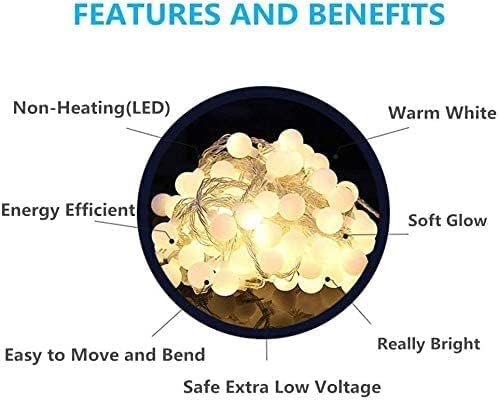 RaThun 65.6ft Warm White Globe String Lights, 150 LED with 16ft Extended Lead Wire & Remote, 8 Modes, IP44 Waterproof Plug in Linkable Lights for Outdoor Indoor Party Wedding