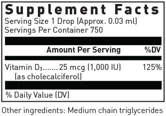 Douglas Laboratories Vitamine D3 liquide | Soutient les os, la croissance cellulaire, la fonction neuromusculaire et immunitaire | 22,18 ml