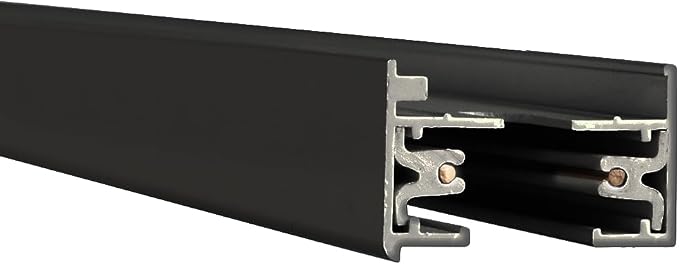 WAC Lighting L Track 8FT Single Circuit Field Cuttable 120V Track for L Style 2-Wire Track Fixtures with 2 Endcaps in Black