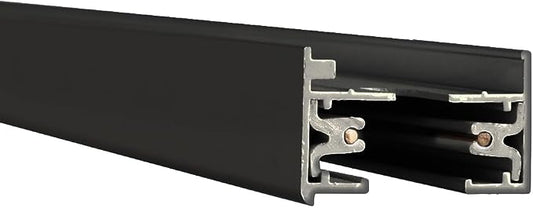 WAC Lighting L Track 8FT Single Circuit Field Cuttable 120V Track for L Style 2-Wire Track Fixtures with 2 Endcaps in Black