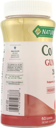 Nature's Bounty CoQ10 Gummies,Supports Heart Health,CoQ10 200mg,Peach Mango Flavor,60 Count (Pack of 2)