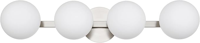 Bathroom Vanity Light Fixtures, Modern 4 Lights Globe Wall Sconce Lighting Brushed Nickel, Porch Wall Mount Light Fixture for Bathroom, Mirror Cabinets Hallway Stairs