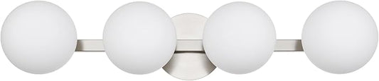 Bathroom Vanity Light Fixtures, Modern 4 Lights Globe Wall Sconce Lighting Brushed Nickel, Porch Wall Mount Light Fixture for Bathroom, Mirror Cabinets Hallway Stairs