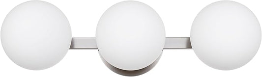 Bathroom Vanity Light Fixtures, Modern 3 Lights Globe Wall Sconce Lighting Brushed Nickel, Porch Wall Mount Light Fixture for Bathroom, Mirror Cabinets Hallway Stairs