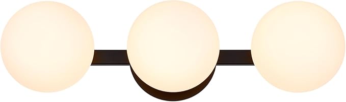 Black Bathroom Vanity Light Fixtures, Modern 3 Lights Globe Wall Sconce Lighting, Porch Wall Mount Light Fixture for Bathroom, Mirror Cabinets Hallway Stairs (Matte Black, 3-Light)