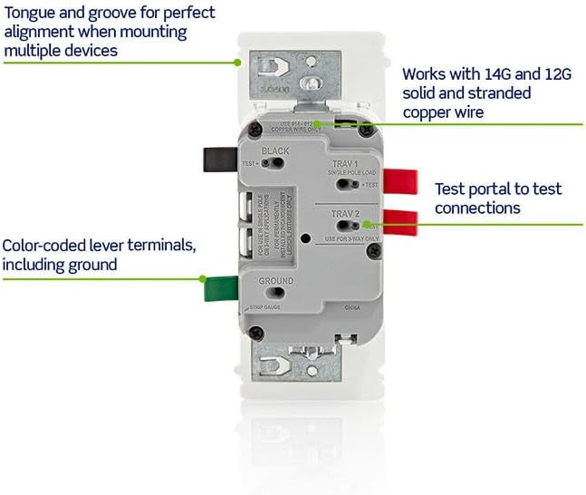 Leviton Lever Edge Rocker Slide Dimmer Switch for LED/Incandescent Bulbs, 150 Watt, Single Pole or 3-Way, 2-Pack, ESL01-2PW, White
