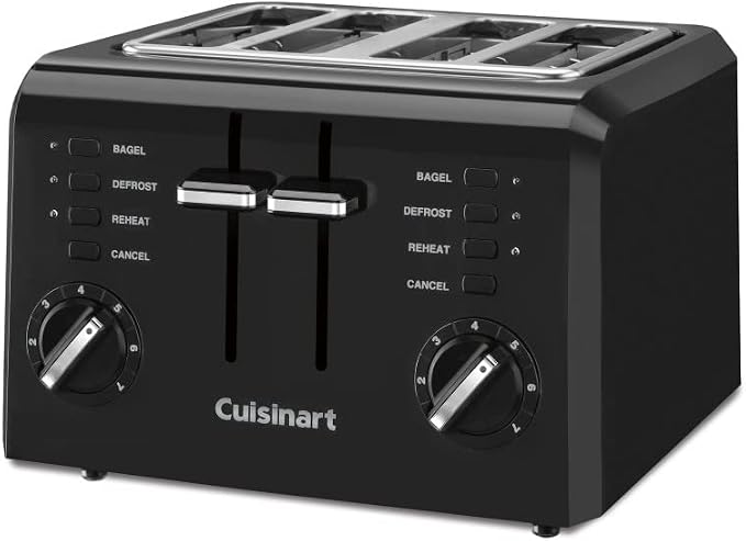 Cuisinart 4-Slice Compact Plastic Toaster, Black, CPT-142BKP1
