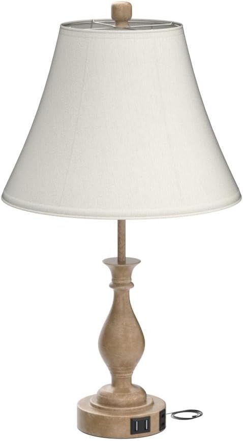 LALISU Farmhouse Table Lamp Touch Control 3-Way Dimmable Table Lamp, Modern Nightstand Lamp with 2 USB Port Bedside Desk Lamp with Fabric Shade for Living Room Bedroom Hotel (Pack 1-Beige Shade)