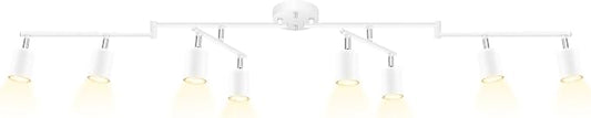 BoostArea LED 8 Light Track Lighting Kit, White 8 Way Ceiling Spot Lighting, Flexibly Rotatable Light Head for Kitchen, Living Room, Bedroom, GU10 Bulb Not Included