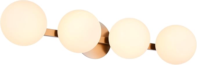 Bathroom Vanity Light Fixtures, Modern 4 Lights Globe Wall Sconce Lighting Brushed Nickel, Porch Wall Mount Light Fixture for Bathroom, Mirror Cabinets Hallway Stairs