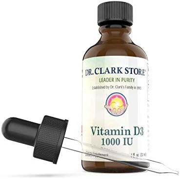 Dr. Clark リキッド ビタミンD サプリメント – 1000 IU、1液量オンス、免疫システムと骨の健康をサポート