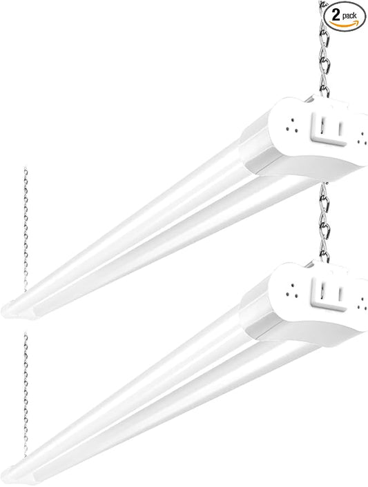 hykolity 2 Pack 4FT Linkable LED Shop Light for Garage, 4400lm, 4FT 42W Utility Light Fixture, 5000K Daylight LED Workbench Light with Plug, Hanging or Surface Mount, White - ETL