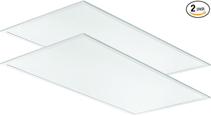 Lithonia Lighting CPX 2x4 LED Flat Panel Light, 2 Ft. x 4 Ft. LED Light Panel, Ceiling Lighting Fixture, 4000/5000/6000 Adjustable Lumens, 3500K/4000K/5000K CCT, Smooth Satin Lens, White (2-Pack)