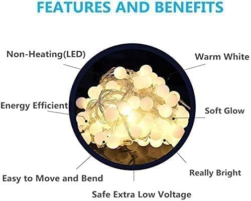 RaThun 180ft Globe String Lights with 16ft Extended Lead & Stable Remote - 300 LED Warm White, 8 Distinct Modes, IP44 Waterproof & UL Listed for Backyard Wedding Patio Garden Large Area Decoration