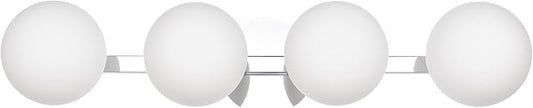 Chrome Globe Bathroom Vanity Light Fixtures, Modern 4 Lights Wall Lighting, Porch Wall Mount Light Fixture for Bathroom, Over Mirror Cabinets Hallway Stairs