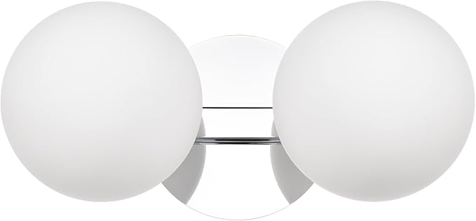 Bathroom Vanity Light Fixtures, Modern 2 Lights Globe Wall Sconce Lighting Chrome, Porch Wall Mount Light Fixture for Bathroom, Mirror Cabinets Hallway Stairs