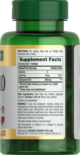 Nature's Bounty CoQ10, Supports Heart Health, Dietary Supplement, 200mg, 80 Rapid Release Softgels, (Pack of 2)