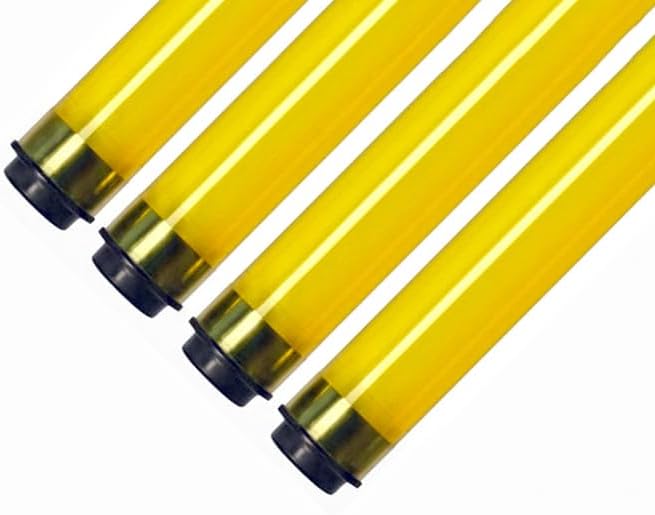 T5 F28 4' | T-5 Tube Lamps Sleeves | 48" Fluorescent Tube Guard with End Caps | 3/4" Wide | Fluorolite Plastics | Color: YELLOW | 4 Pack