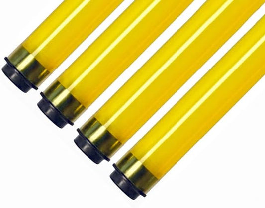 T5 F28 4' | T-5 Tube Lamps Sleeves | 48" Fluorescent Tube Guard with End Caps | 3/4" Wide | Fluorolite Plastics | Color: YELLOW | 4 Pack