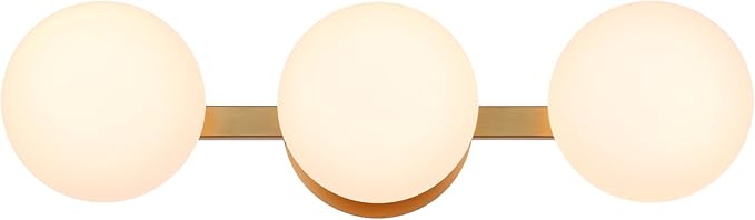 Bathroom Vanity Light Fixtures, Modern 3 Lights Globe Wall Sconce Lighting Aged Brass, Porch Wall Mount Light Fixture for Bathroom, Mirror Cabinets Hallway Stairs