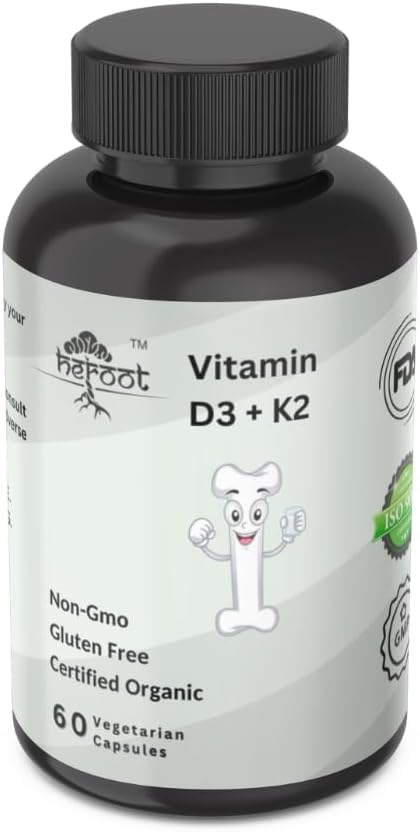 Vitamine K2 (MK7) et D3 Extra Fort Formule Sans OGM 5000 UI (125 mcg) Vitamine D3 et 90 mcg Vitamine K2 MK-7 Complexe Vitamine D & K Facile à Avaler (120 Gélules)