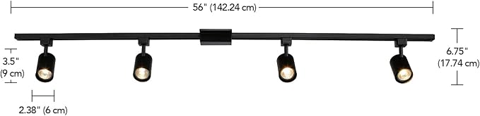 Globe Electric 59738 Tribeca 4-Light 56" Track Lighting Kit, Matte Black, Bulb Not Included
