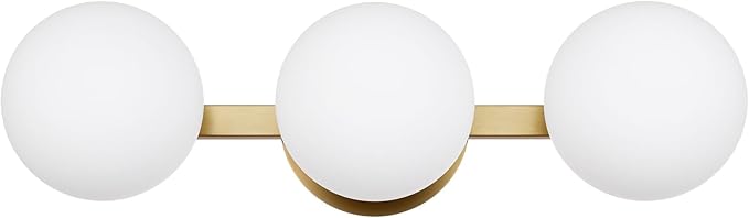 Bathroom Vanity Light Fixtures, Modern 3 Lights Globe Wall Sconce Lighting Aged Brass, Porch Wall Mount Light Fixture for Bathroom, Mirror Cabinets Hallway Stairs