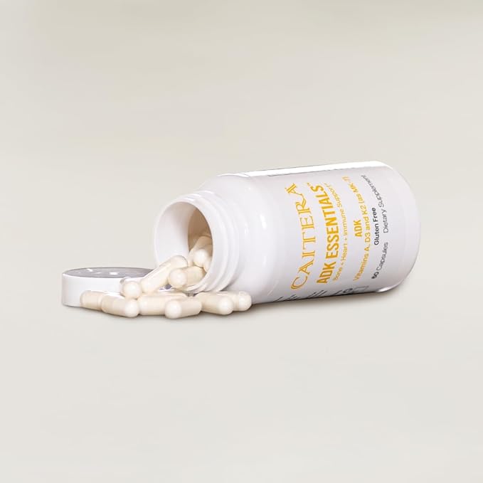 ADK Essentials | Vitamines A, D, K (sous forme de MK-7) Complément alimentaire pour les os, le cœur et l'immunité | Soutient la densité/l'intégrité osseuse ; l'utilisation du calcium ; et le système cardiovasculaire | Végétalien 60 capsules