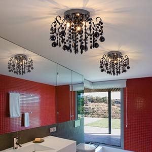 Q&S Crystal Ceiling Light Fixture Small Chandelier, Semi Ceiling Light Flush Mount, Mini Ceiling Fights for Bedroom, Aisle, Hallway, Closet,Entrance,Stairs,3 Lights E12