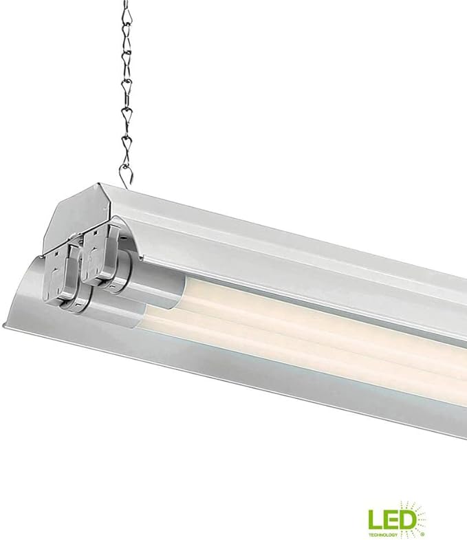 Designers Fountain 2-Lights Shop Light Fixture, 4 ft T8 LED Hanging Ceiling Lighting for Garage, Work Bench, Workshop and Utility Room, White Tubes, SL602T1840
