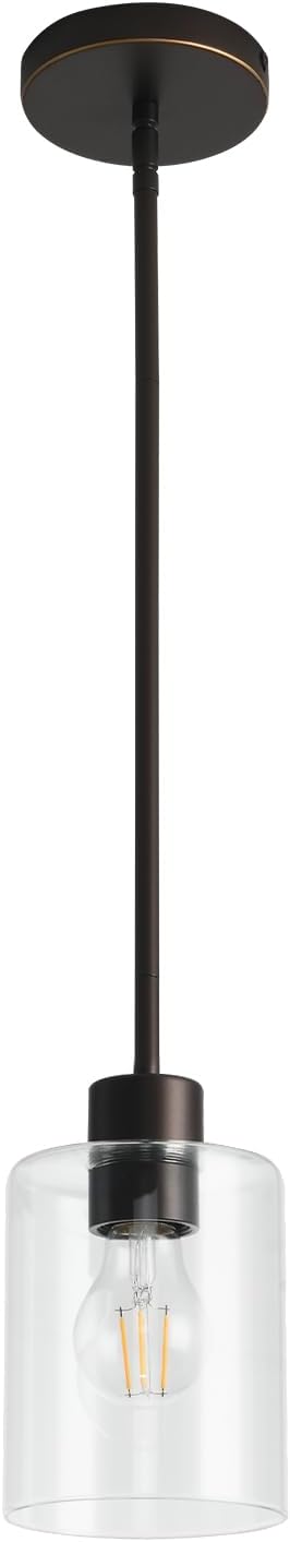 Brown and Gold Pendant Lights Kitchen Island - Clear Glass Pendant Light Fixture Multiple Stems Rods 3 Units 12 Inch 3 Units 4 Inch (1 Pack Brown and Gold Downrod)