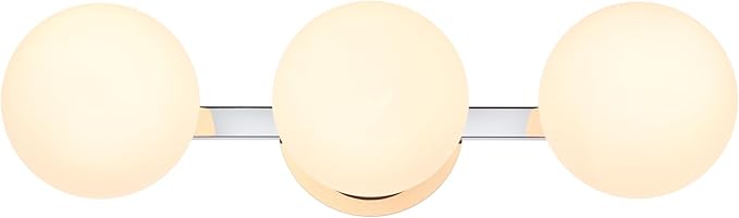 Chrome Globe Bathroom Vanity Light Fixtures, Modern 3 Lights Wall Lighting, Porch Wall Mount Light Fixture for Bathroom, Over Mirror Cabinets