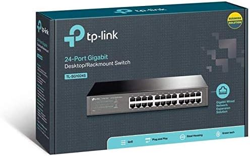 TP-Link 24 Port Gigabit Ethernet Switch Desktop/ Rackmount Plug & Play Shielded Ports Sturdy Metal Fanless Quiet Traffic Optimization Unmanaged (TL-SG1024S)