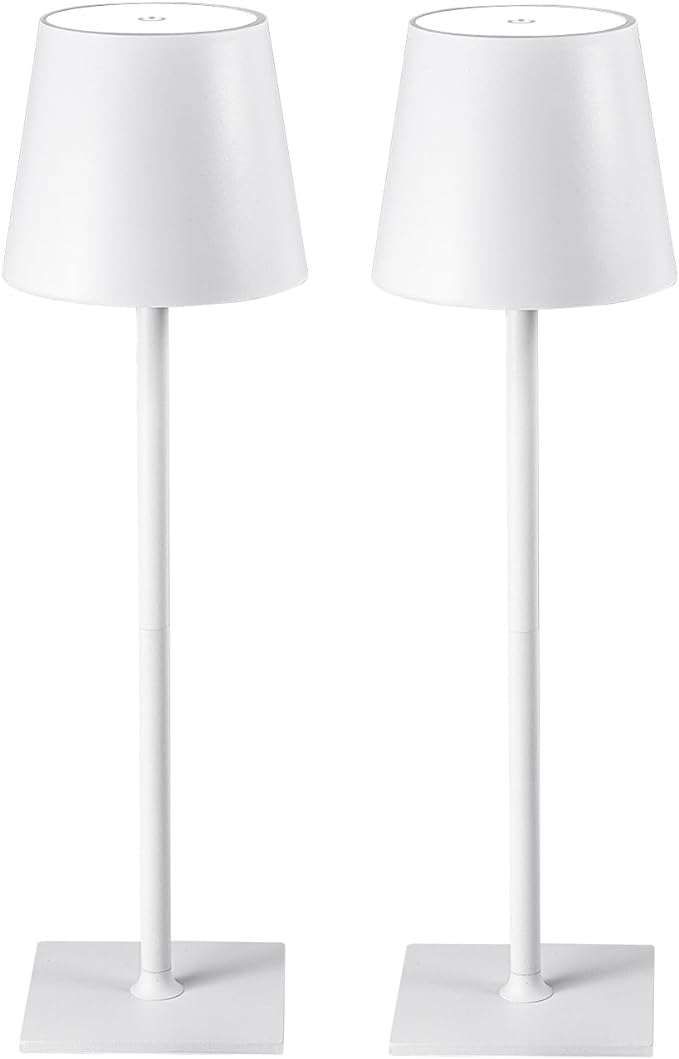 CHLORANTHUS 2 Pack Cordless Table Lamps, 3 Colors Stepless Dimming, 5000mAh Rechargeable Battery LED Desk Lamp for Bedroom/Couple Dinner/Desk/Cafe/Dining Room/Terrace