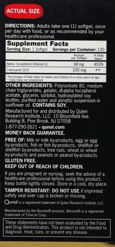 Qunol Ultra CoQ10 100mg, 3x Better Absorption, Patented Water and Fat Soluble Natural Supplement Form of Coenzyme Q10, Antioxidant for Heart Health, 120 Count Softgels