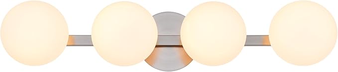 Bathroom Vanity Light Fixtures, Modern 4 Lights Globe Wall Sconce Lighting Brushed Nickel, Porch Wall Mount Light Fixture for Bathroom, Mirror Cabinets Hallway Stairs