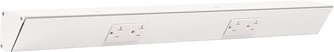 Task Lighting TR Series Angle Power Strip, 24 inch, 2 Dual Receptacles, White