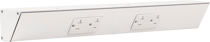 18" White TR Angle Power Strip, White receptacles