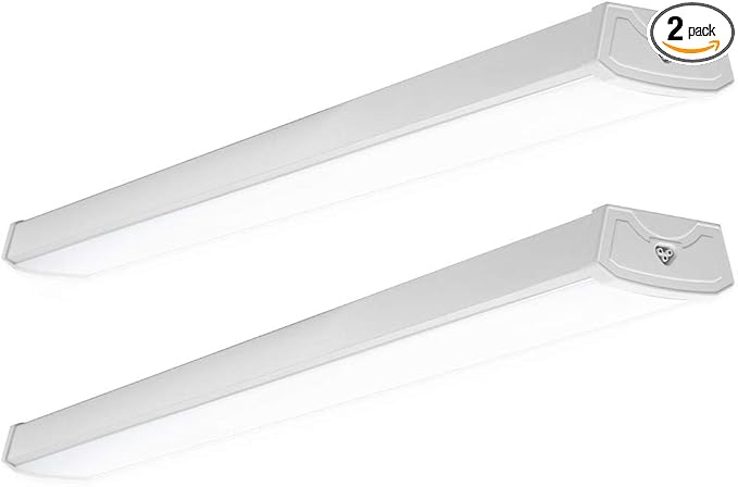 Sunco 2 Pack LED Wraparound Light Fixture 4FT, Garage Ceiling Lights, Linkable 40W=300W, 3500 LM, 6000K Daylight Deluxe, Hardwired, Surface Mount, Workshop Utility Light ETL