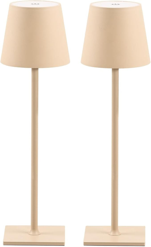 CHLORANTHUS 2 Pack Cordless Table Lamps, 3 Colors Stepless Dimming, 5000mAh Rechargeable Battery LED Desk Lamp for Bedroom/Couple Dinner/Desk/Cafe/Dining Room/Terrace