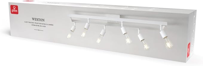Globe Electric 64000095 36" 6-Light Track Lighting, Matte White, Pivot Sockets, Ceiling Lamp for Bedroom, Kitchen, Hallway, Bathroom, Den, Dining Room, Home Décor