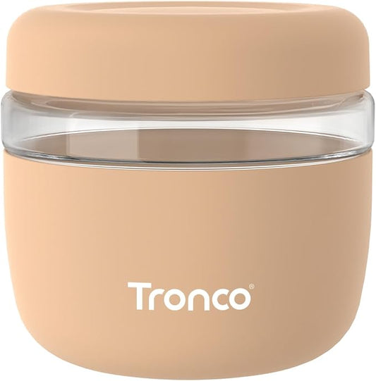 Tronco 24 oz Glass Food Storage & Lunch Bowl Containers with Airtight Lids | Leak & Spill Proof Meal Prep Container & Food Storage Jar for Lunch, Salad, Oats, Soup, BPA-Free, Microwave & Dishwasher Safe