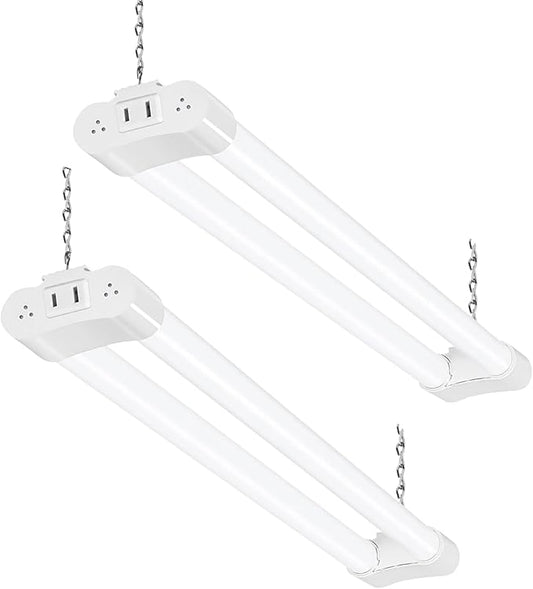 hykolity 2 Pack LED Shop Light, 2FT 22W [200W Equivalent], 2400lm, 5000K Daylight, with Plug,Linkable Led Garage Ceiling Lights, Workshop,Hanging or Surface Mount, White
