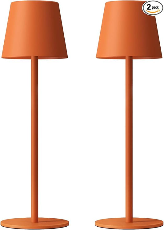 Kakanuo Cordless Table Lamp Rechargeable Orange - KK 2 Pack 5000mAH Battery Operated Lamp for Counter, 3 Color Stepless Dimming Wireless Lamp for Dining Kitchen, Outdoor Patio, Touch Control