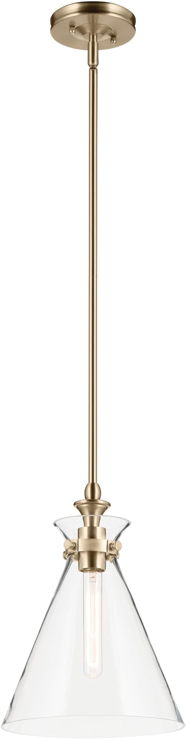 Kichler Laria 1-Light Pendant Light Fixture, Traditional Kitchen Island Hanging Light with Clear Glass in Champagne Bronze, Sloped Ceiling Compatible (14.5" x 10.5"), 52774CPZCLR